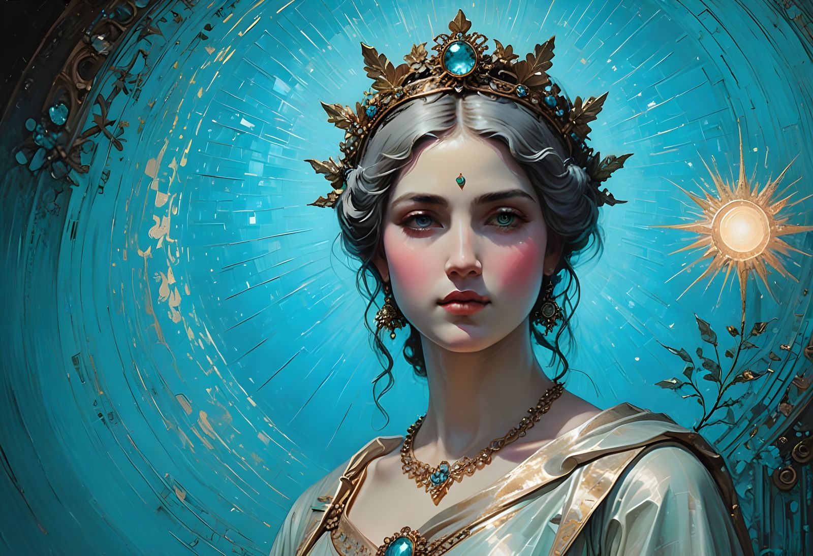 Pythia in Pastel Colors as Impasto Painting