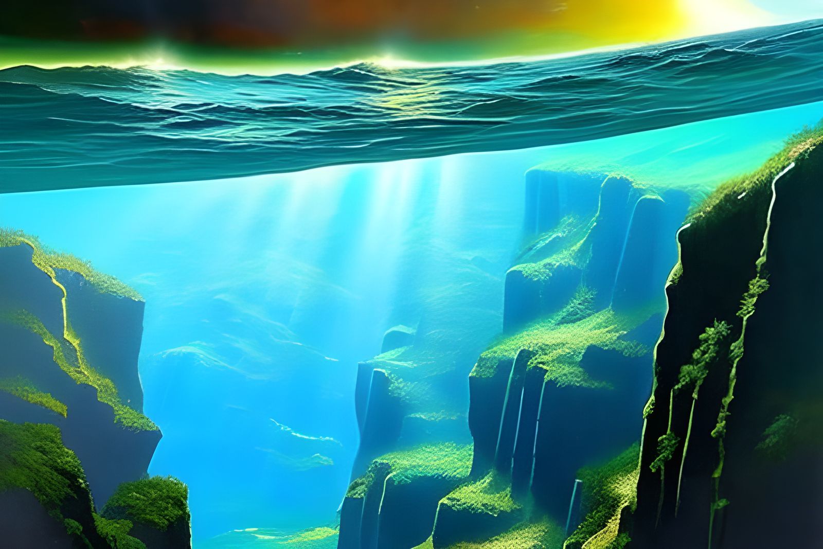 Hyperrealistic Mariana Trench in Oil Painting Style