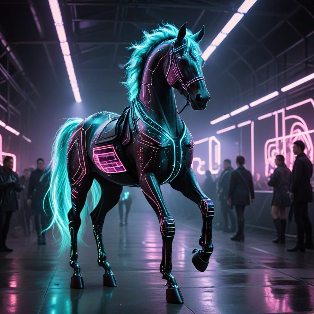 Cyberpunk Equine Model Struts Avant-Garde Fashion