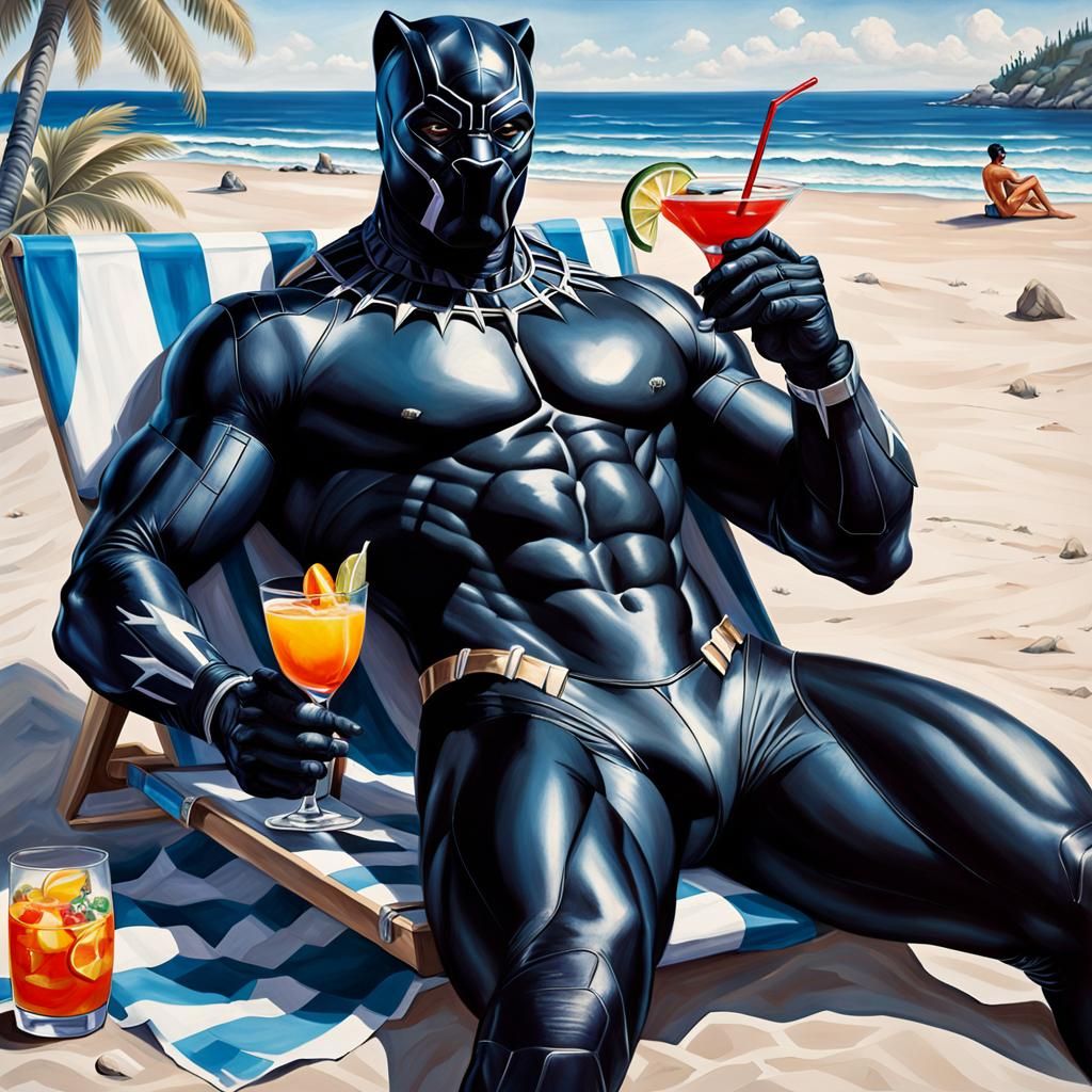 Black Panther Beach Vacation in Tom of Finland Style