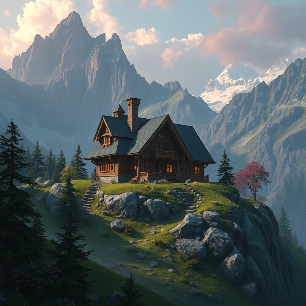 Fantastical Mountain Estate in Vibrant Detail