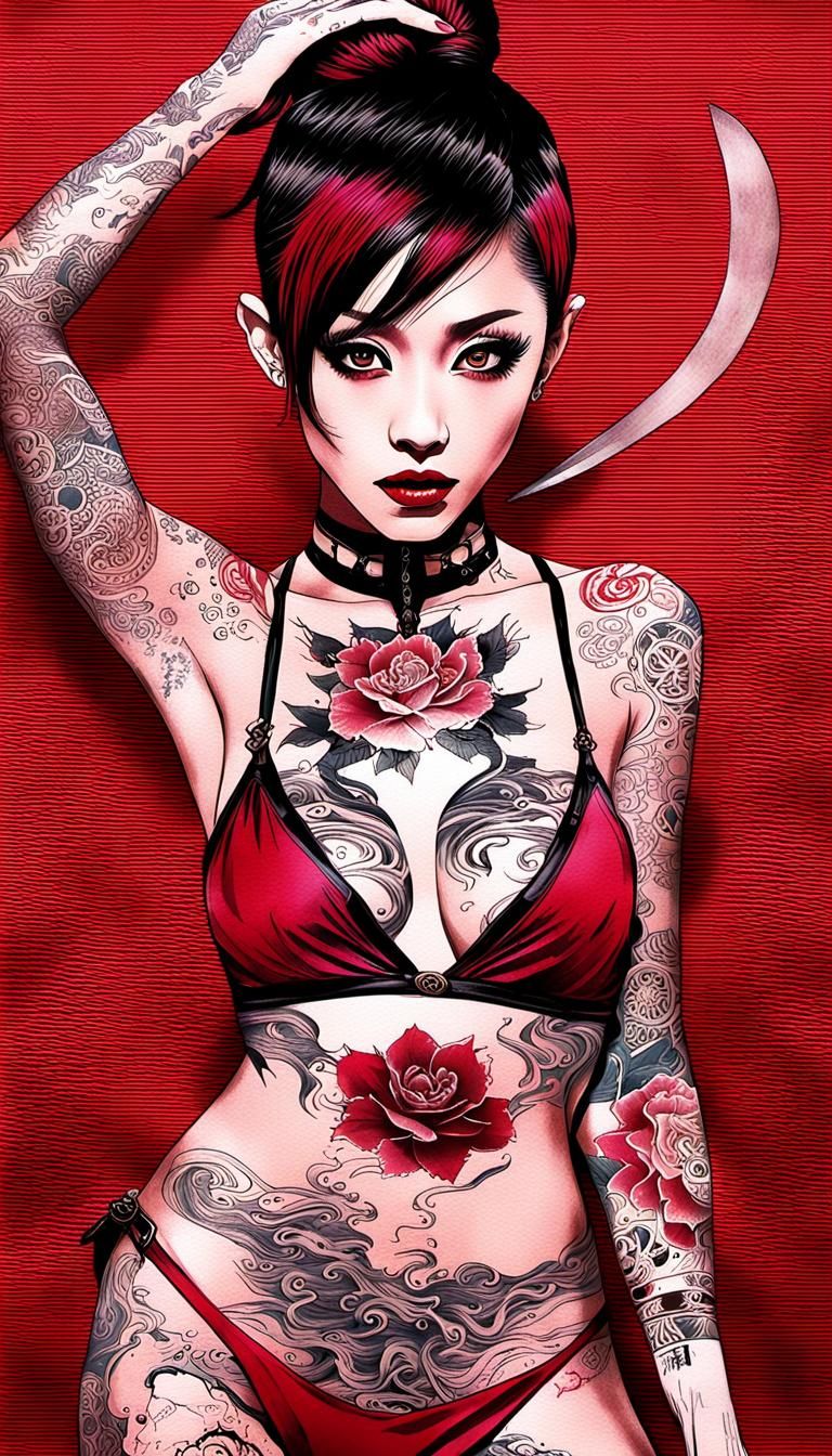 Japanese Retro Movie Poster, Ariana Grande as Lady Snowblood