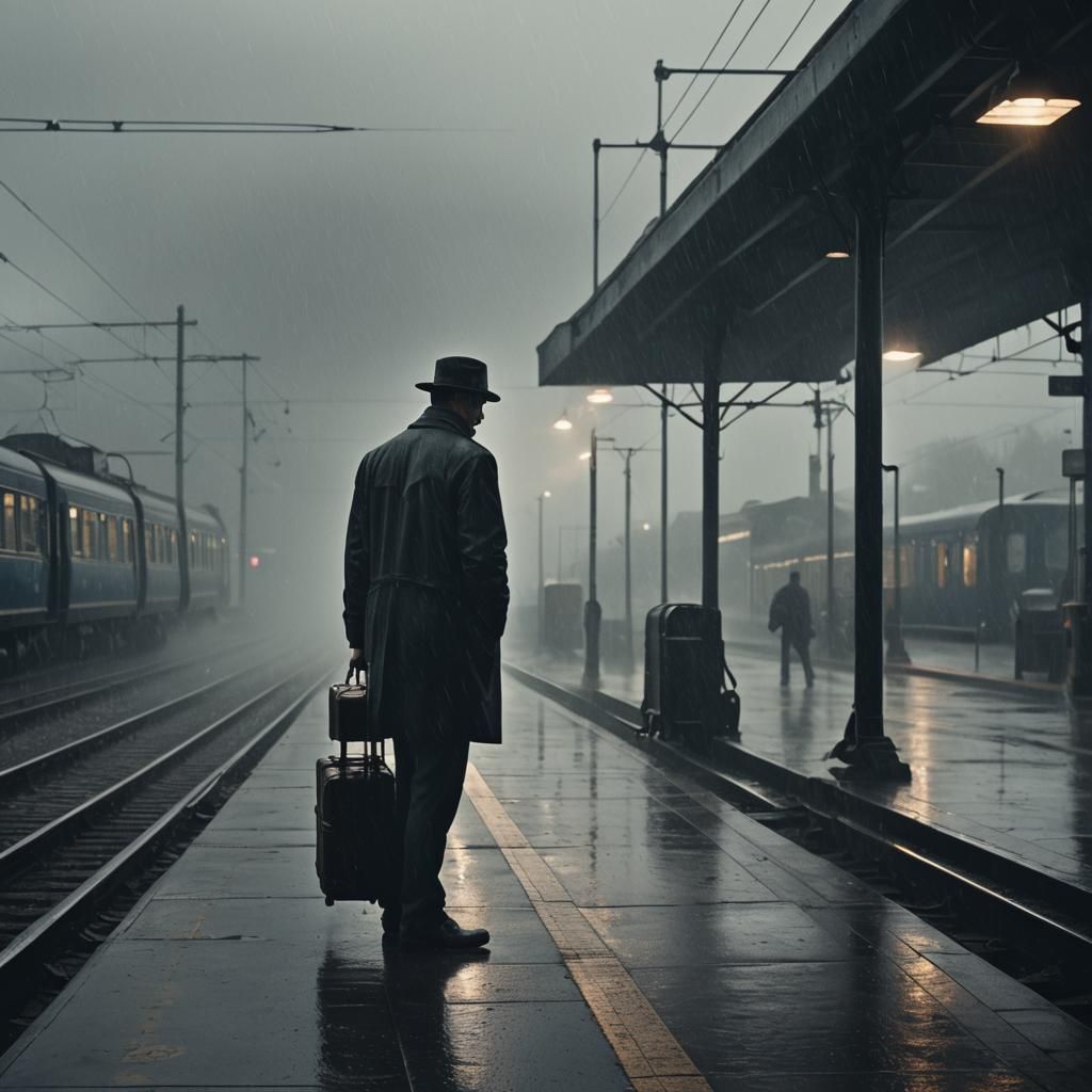 one man on a lonely platform