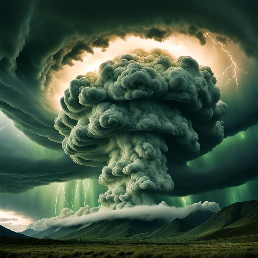 Apocalyptic Mammatus Clouds Descending on Mountains