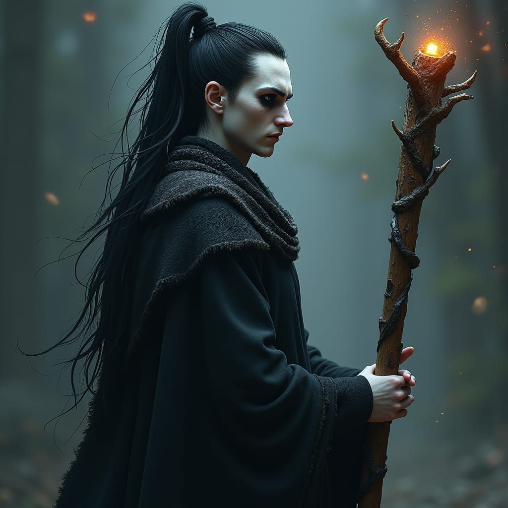 Man with Staff in Fantasy Matte Painting