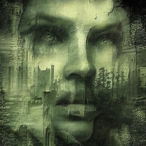 Haunted House with Ghost in Gothic Horror Style