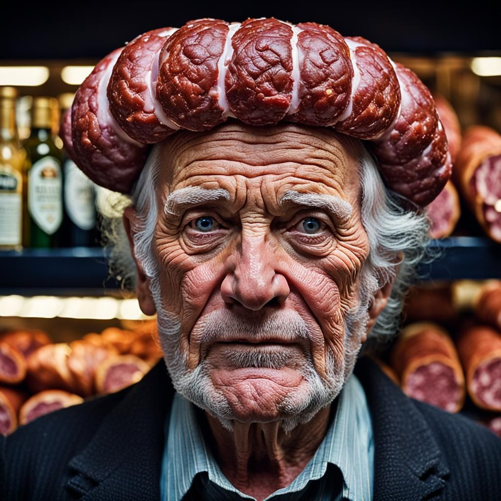 Victorian Man with Salami Hair Portrait