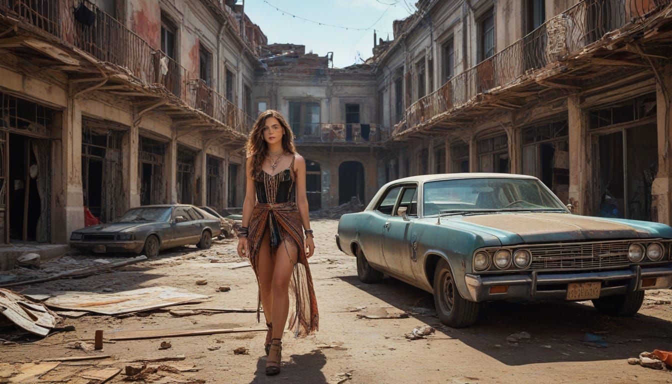 Hyper Realistic Post-Apocalyptic Woman in Urban Decay