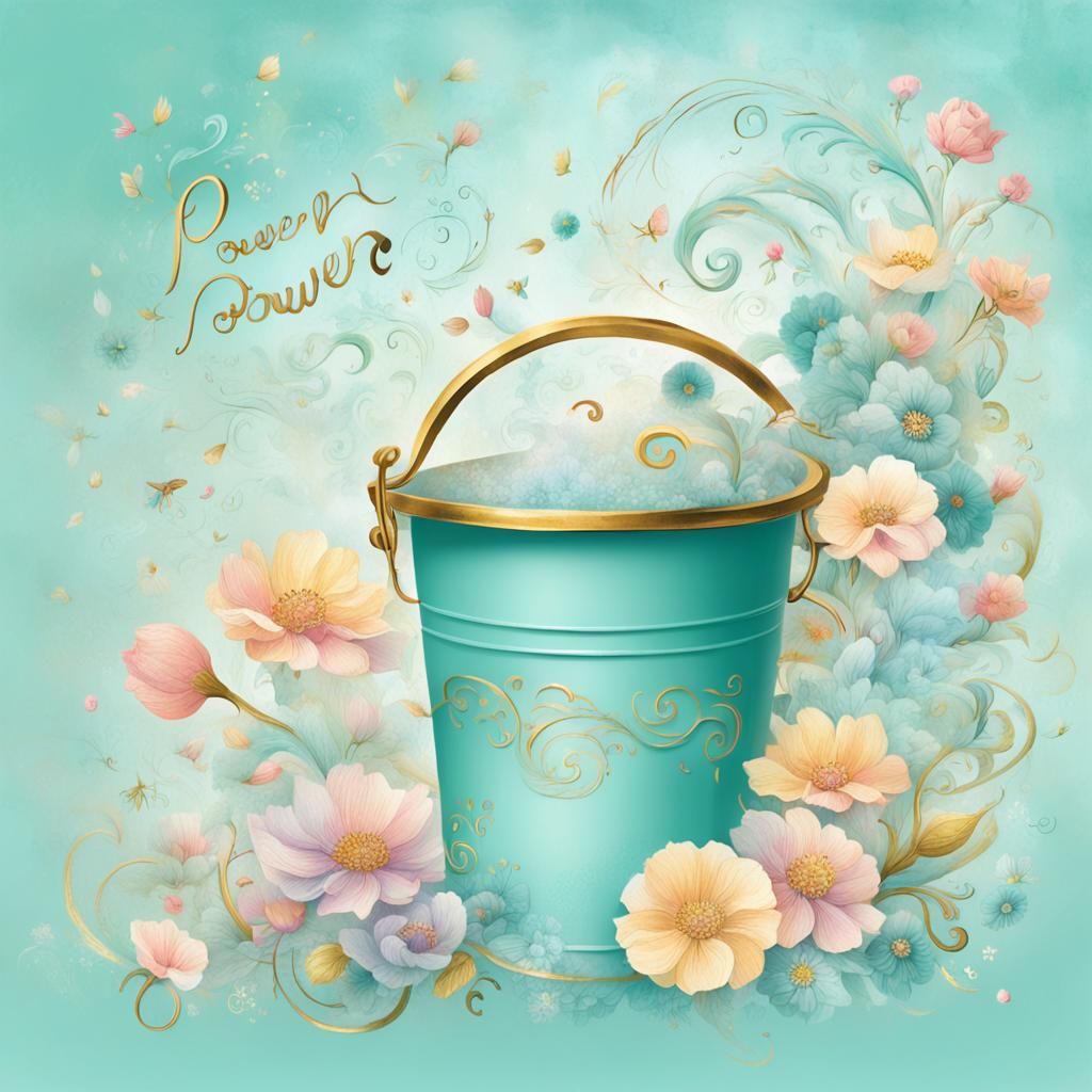 Letters Spell Power in Dreamy Pastel Scene