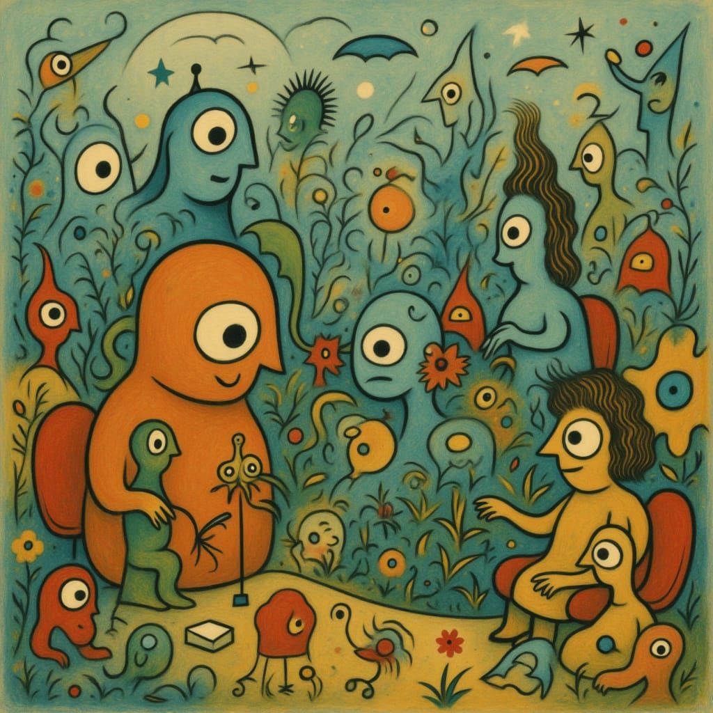 Cute Robots in a Flower Garden