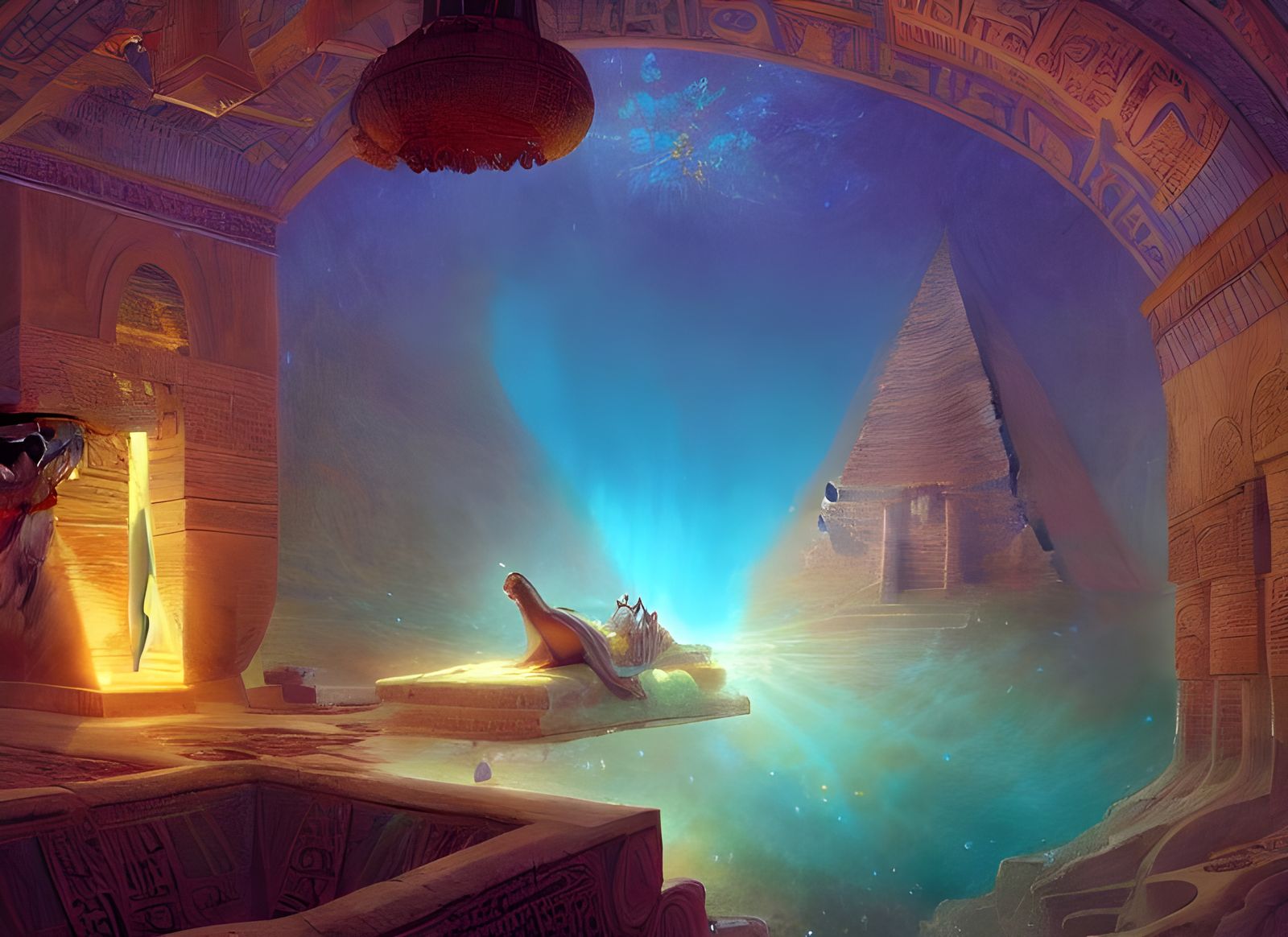 Surreal Underwater Fractals with Glowing Lights