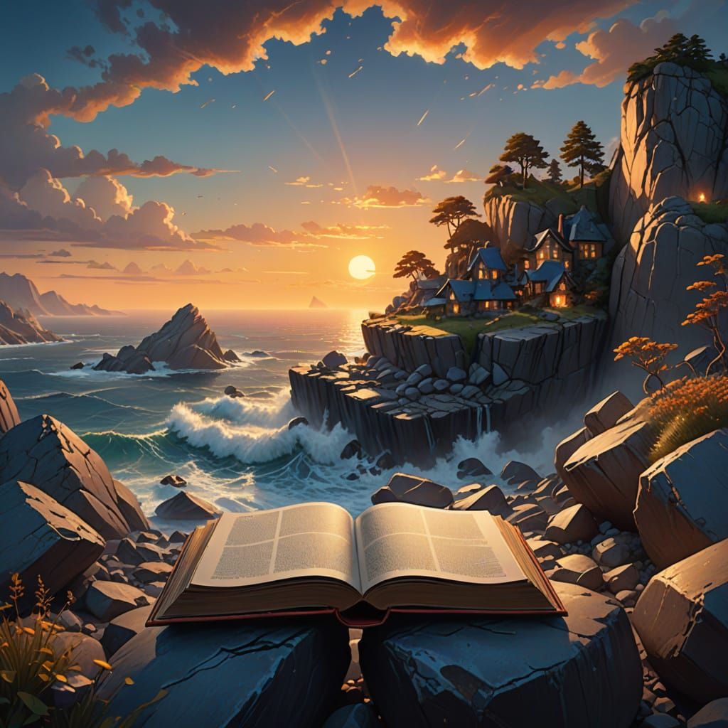 Mystical Book at Sunset