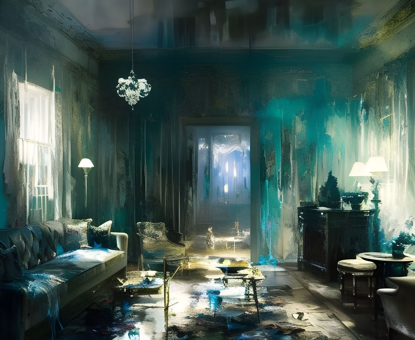 Ethereal Ghostly Apparitions in Haunted Hotel