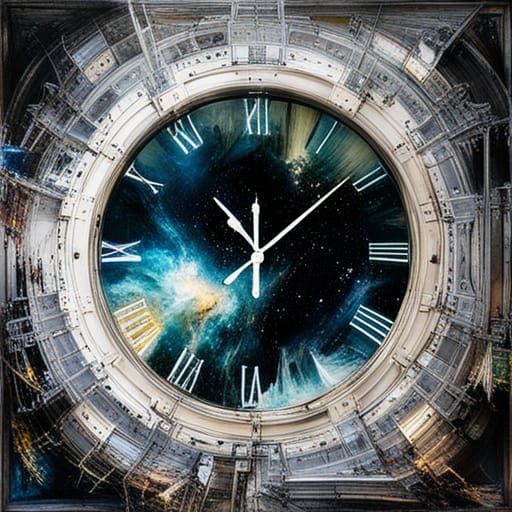 Clock in Space: Milky Way Digital Painting