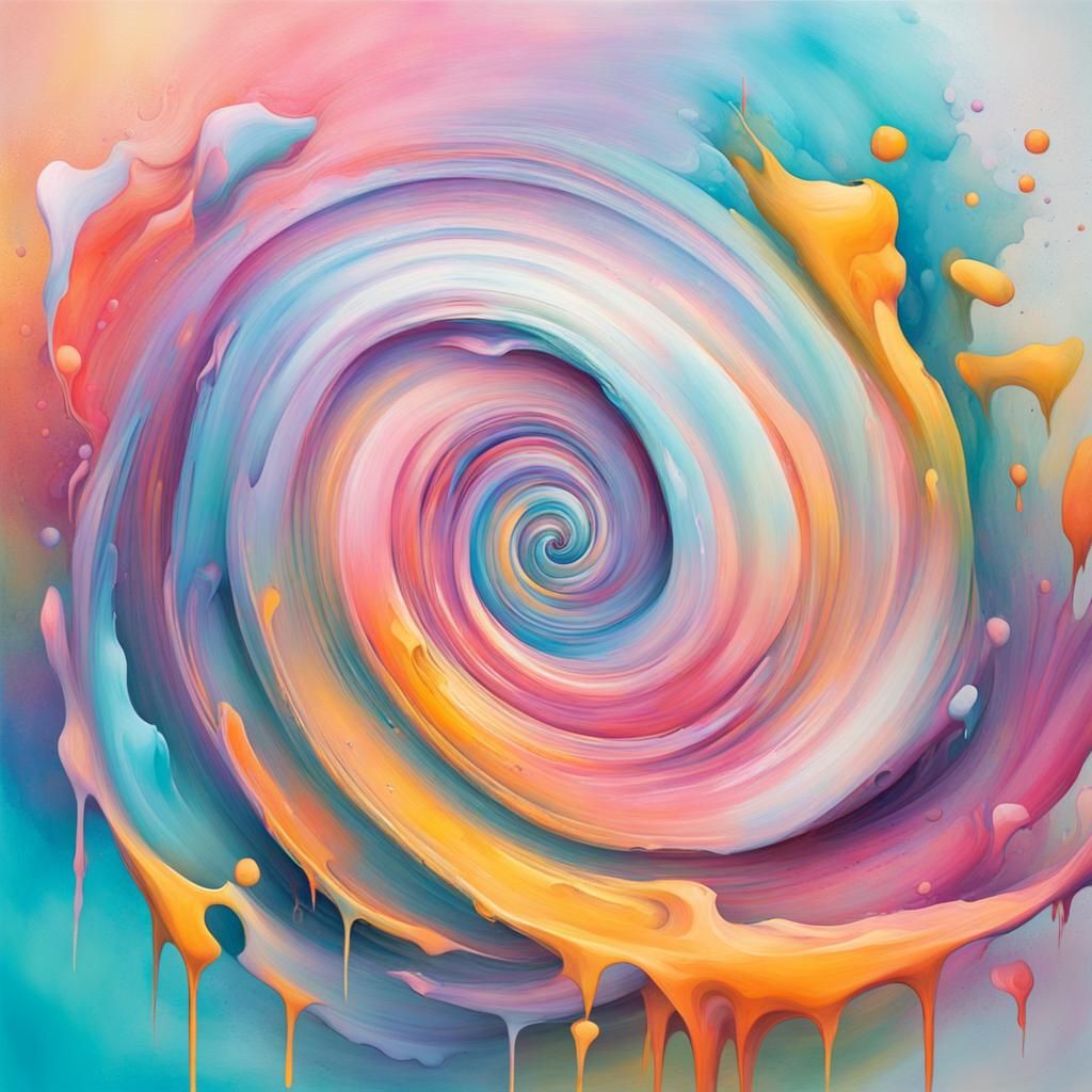 Pastel Abstract Spiral in Watercolor Graffiti Style