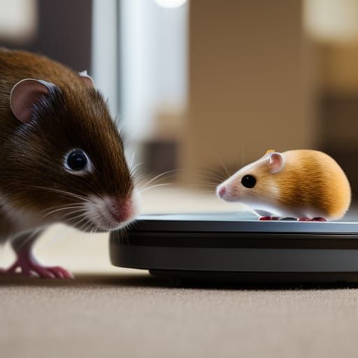 hamsters riding the roomba