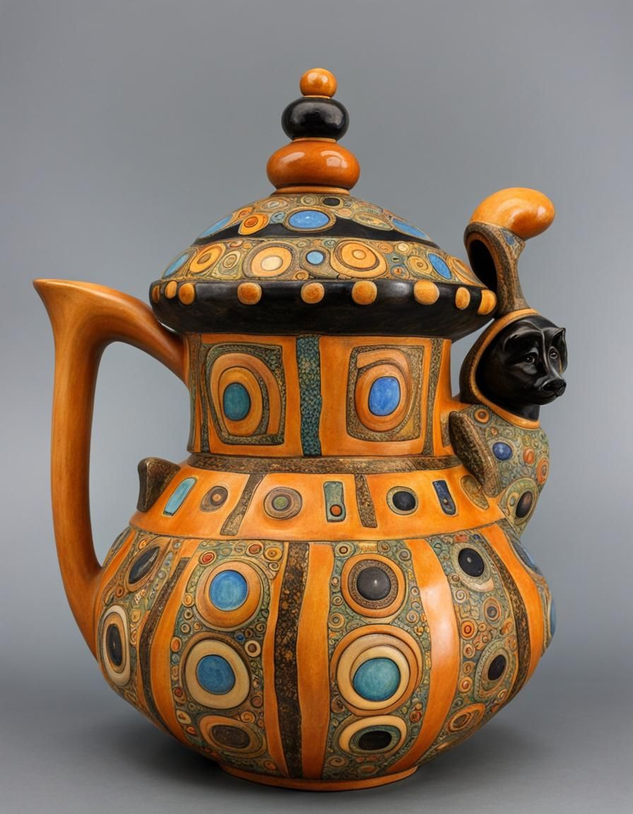 Eccentric Clay Teapot in Maximalist Style
