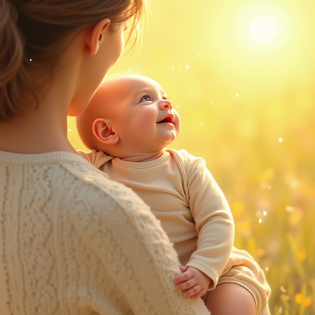 Mother and Child in Sunlight, Impressionist Style