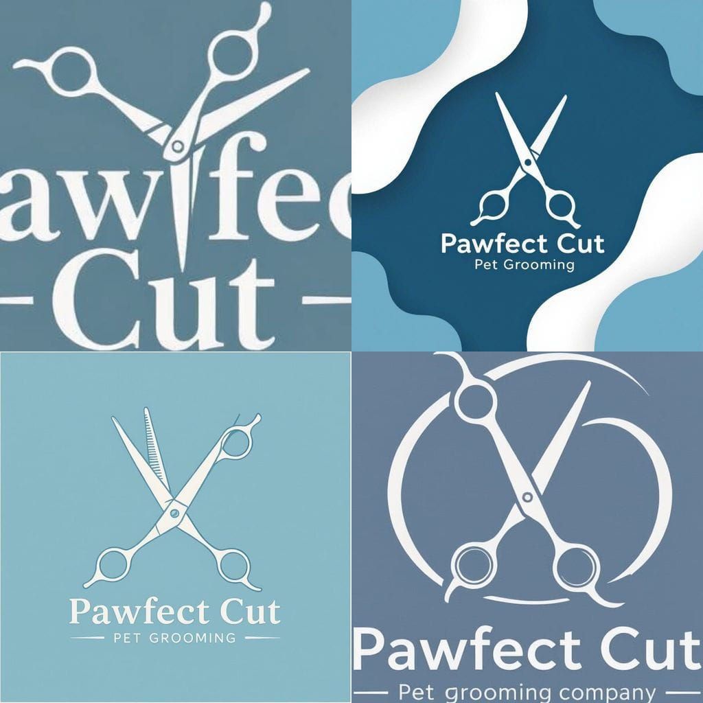 Minimalist Pawfect Cut Pet Grooming Logo