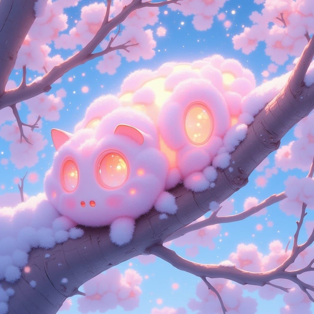 Pastel Anime Cocoon on Branch