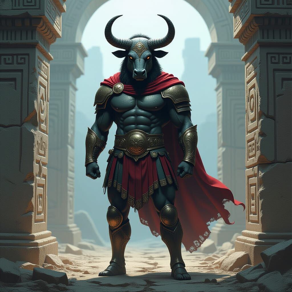 Minotaur in Labyrinth: Dark Fantasy Art