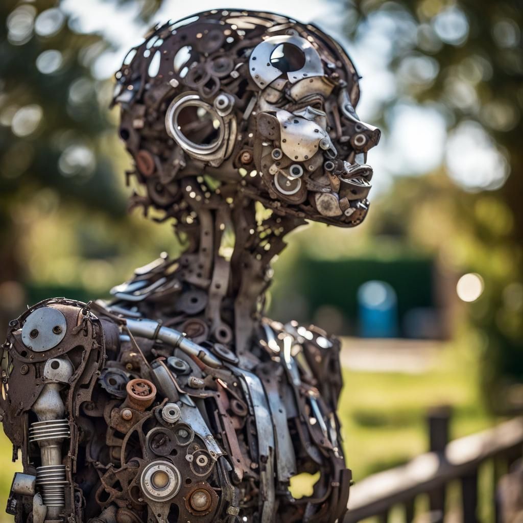 Full Size Car Part Sculpture in Natural Light