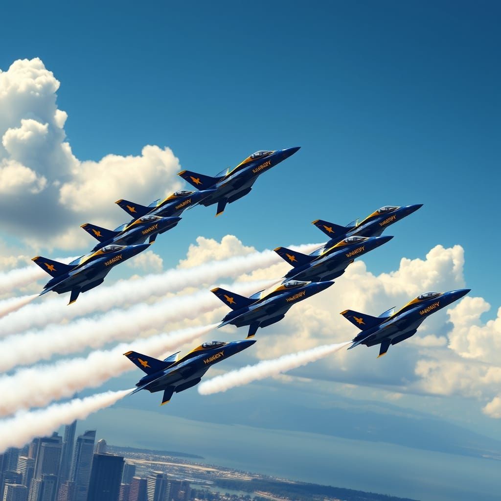 Navy Blue Angels Soar Over Seattle in High-Flying Formation