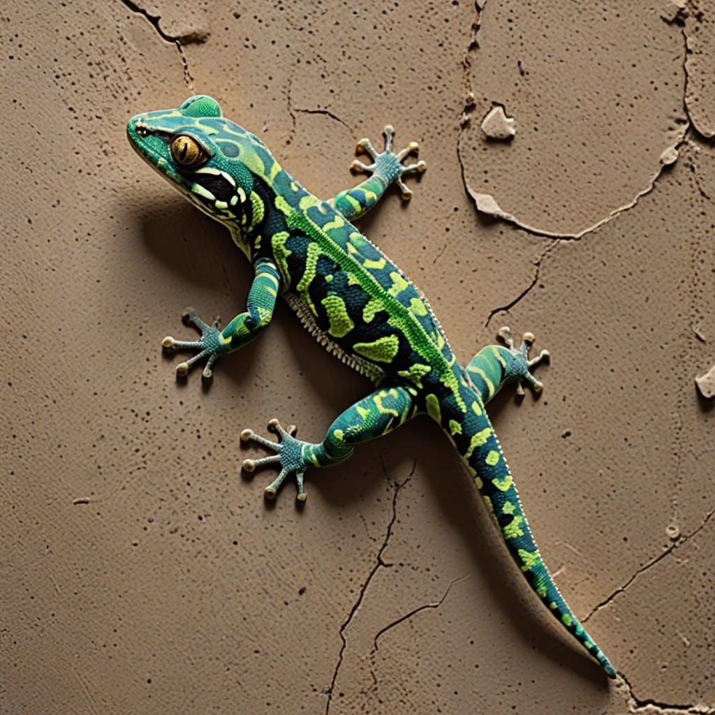 Camo Gecko on wall