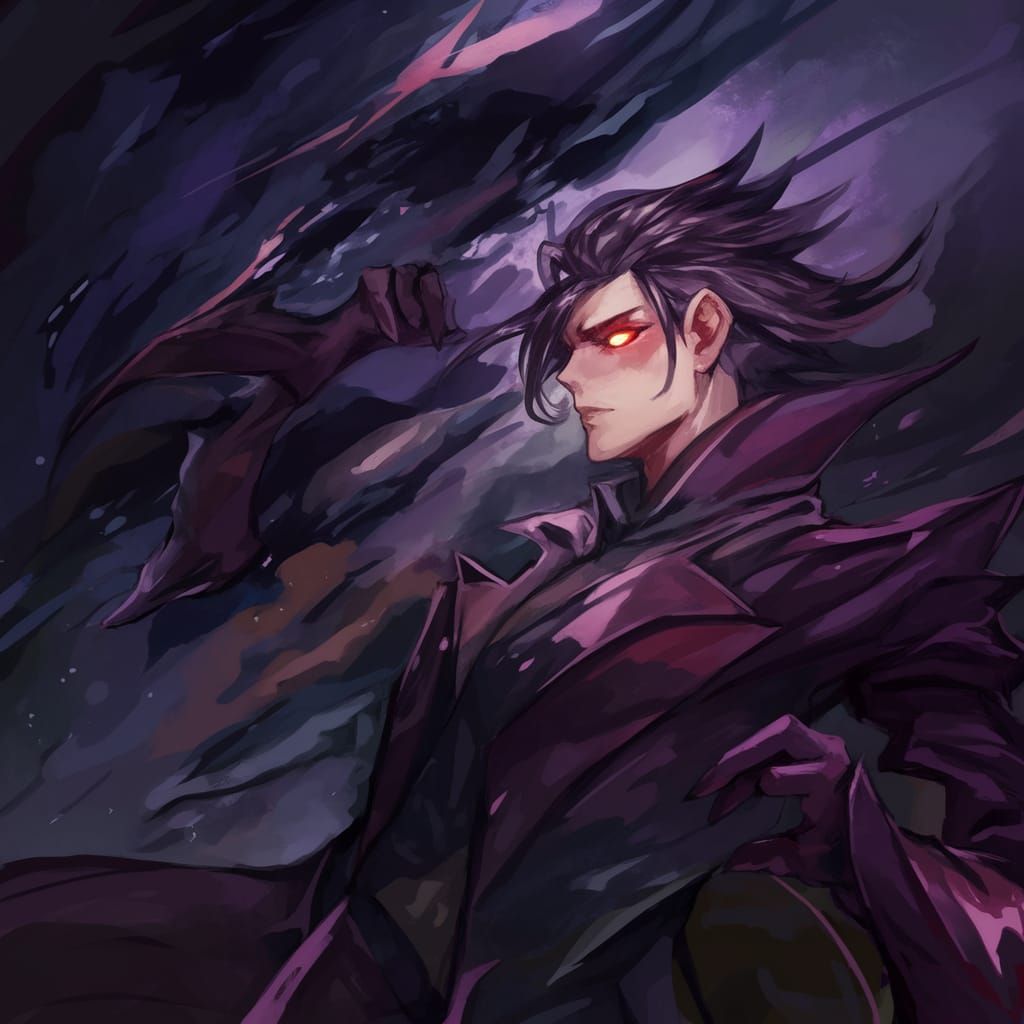 Melancholic Anime Villain in Dark Cel-Shaded Style