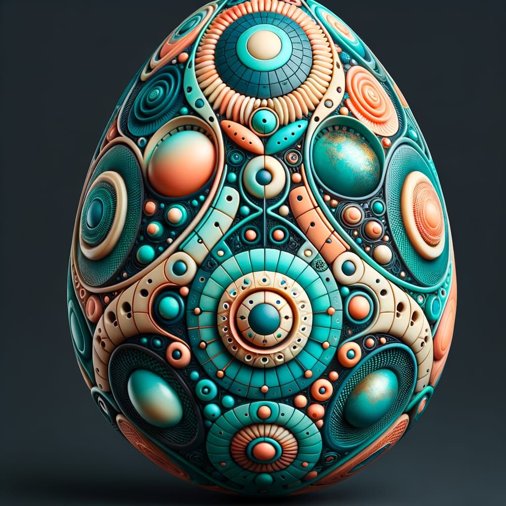 Vibrant Easter Egg Art in Geometric Shapes and Surreal Textu...