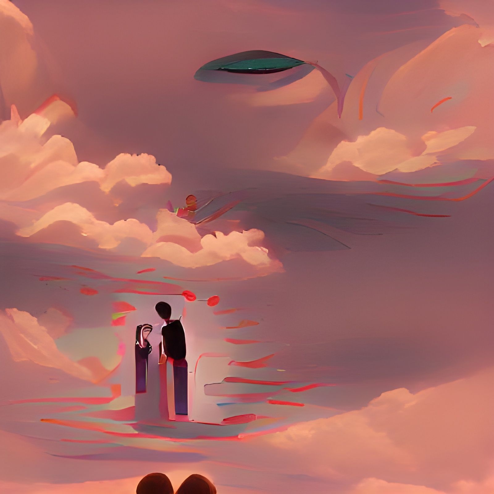 Ethereal Reunion: A Dreamlike Afterlife Scene