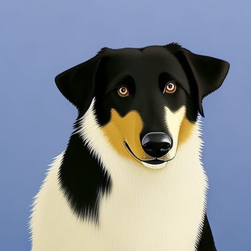 Studio Ghibli Illustration of a Black Lab Collie Mix