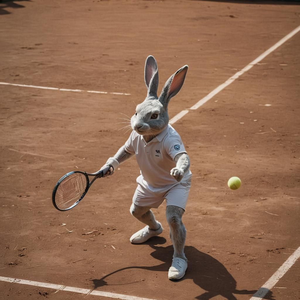 Rabbit Wins French Open: Cinematic Film Still