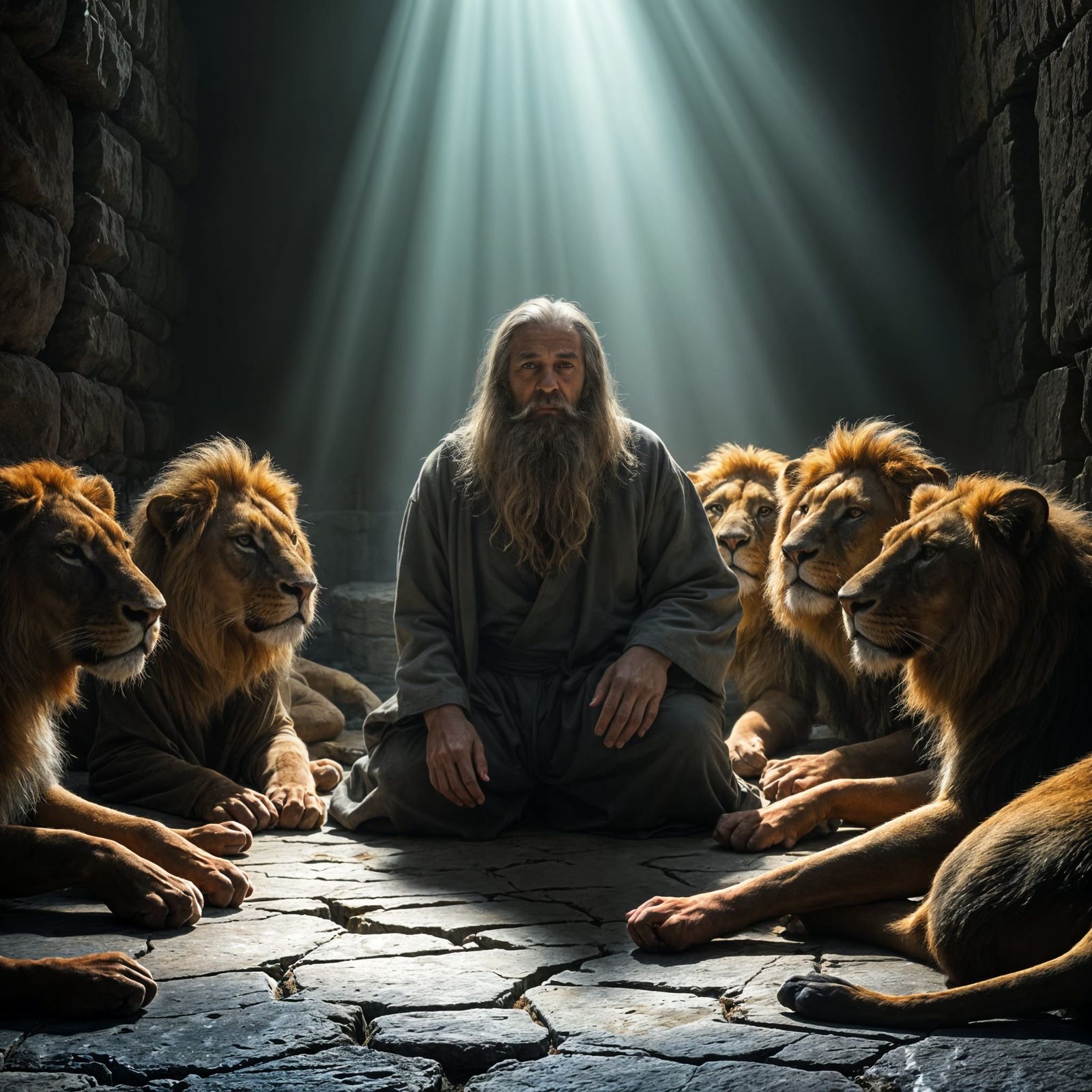 Surreal Portrait of Prophet Daniel in a Sanctuary of Majesti...