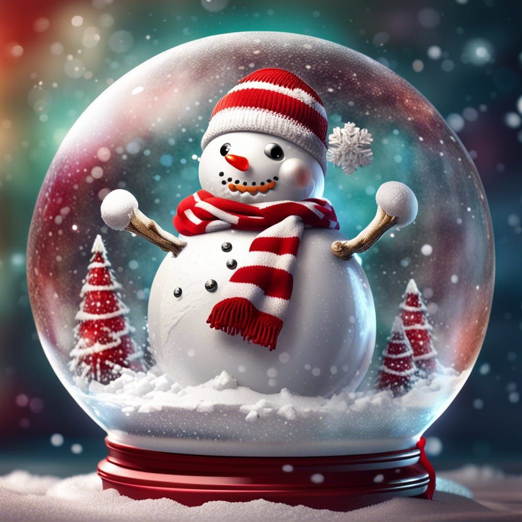 Christmas Snow Globe with Adorable Snowman
