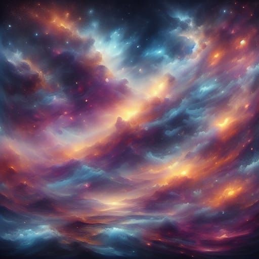 Cosmic Nebula Dreamscape in Cyberpunk Aesthetic