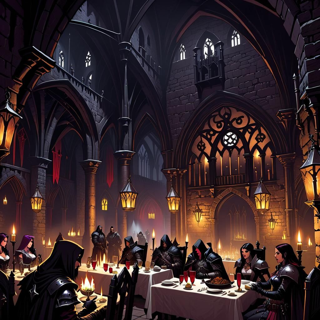 Gothic Dungeon Dinner Hall DnD Game Art