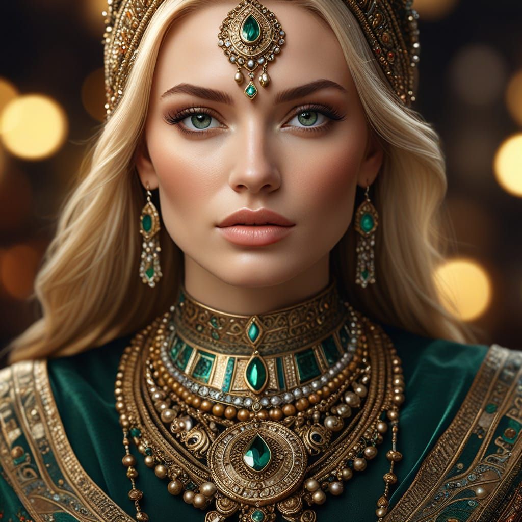 Timeless Elegance: A Hyper-Realistic Folklore Portrait