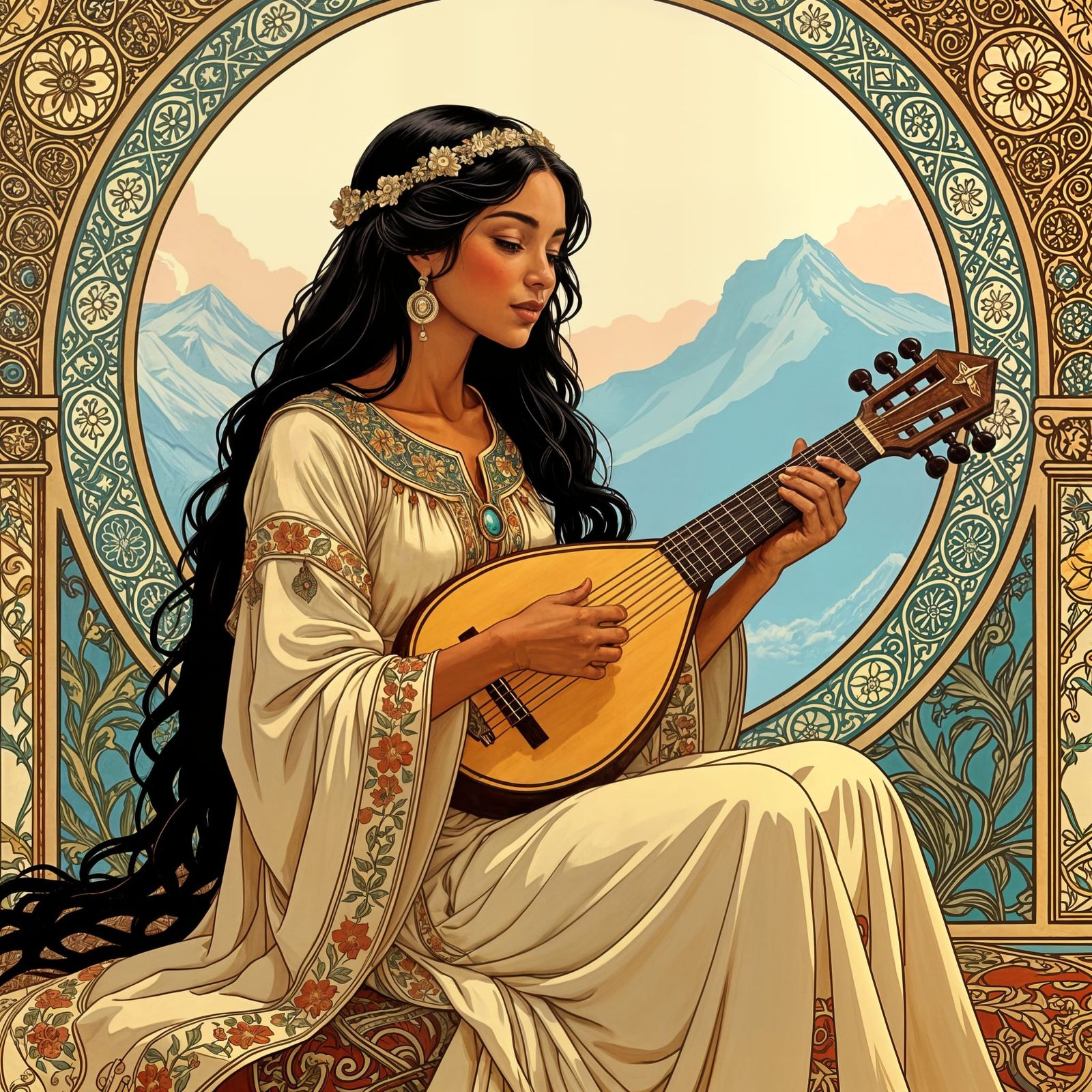 Abyssinian Maid Playing Dulcimer on Mount Abora