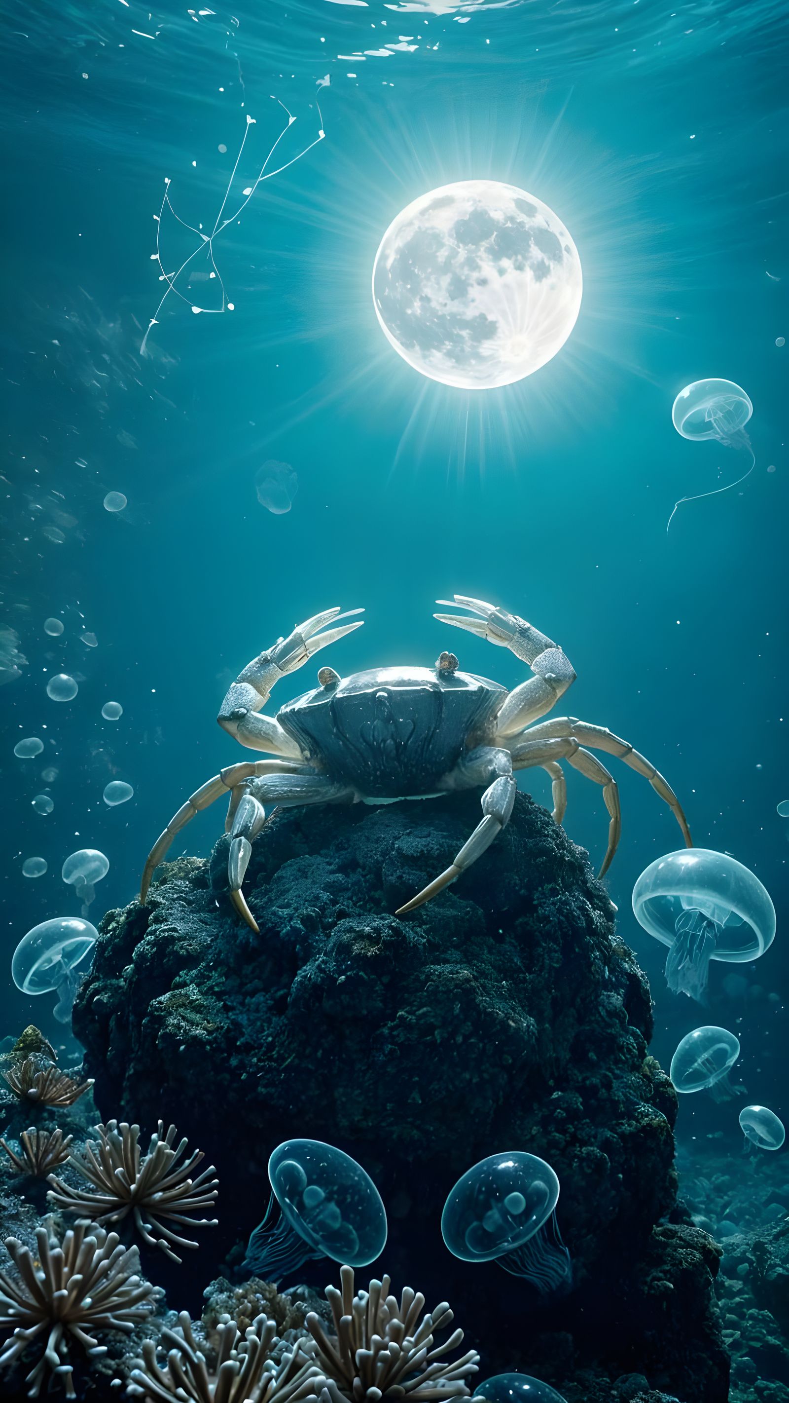 Magical Underwater Cancer Zodiac Scene