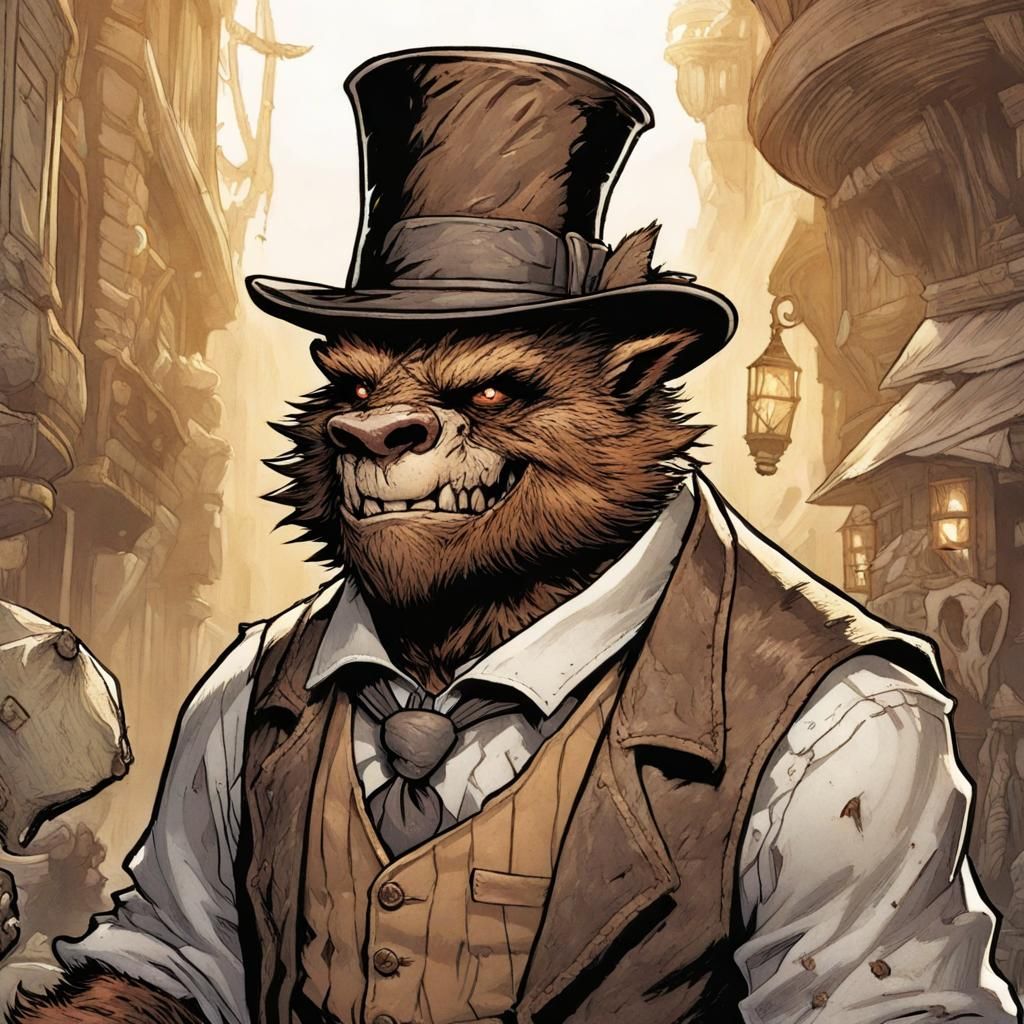 Bugbear Mobster in Derby Hat Comic Art