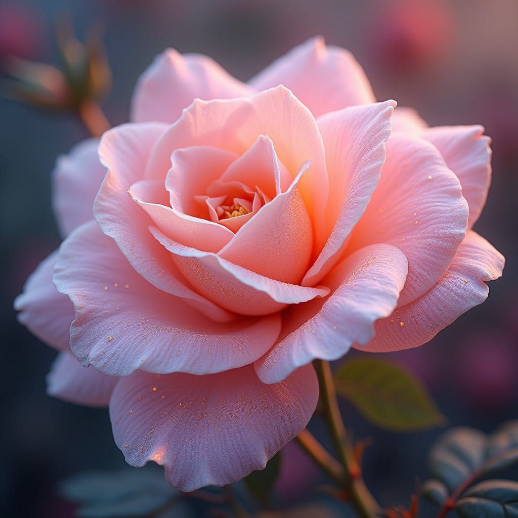 Hyper-Realistic Rose Hip Flower in Vibrant, Neon Colors