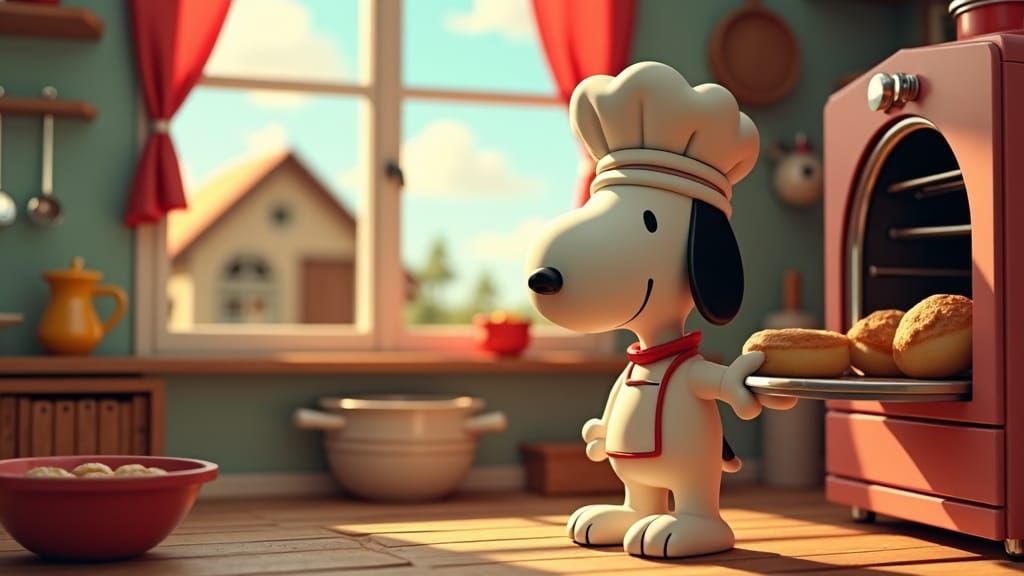 Snoopy the Chef Baking, in Asian Anime Style