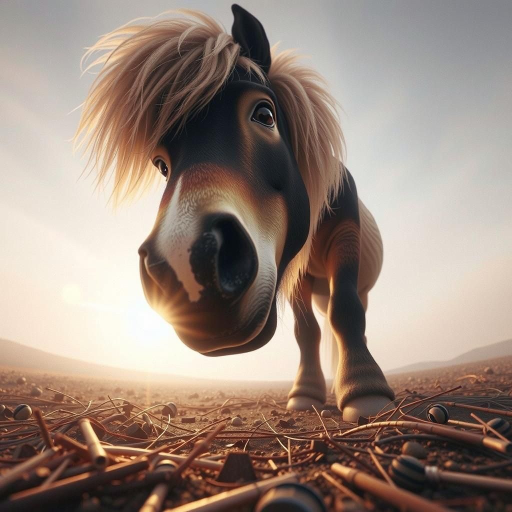 Friendly Young Horse: Low-Angle Photorealistic View