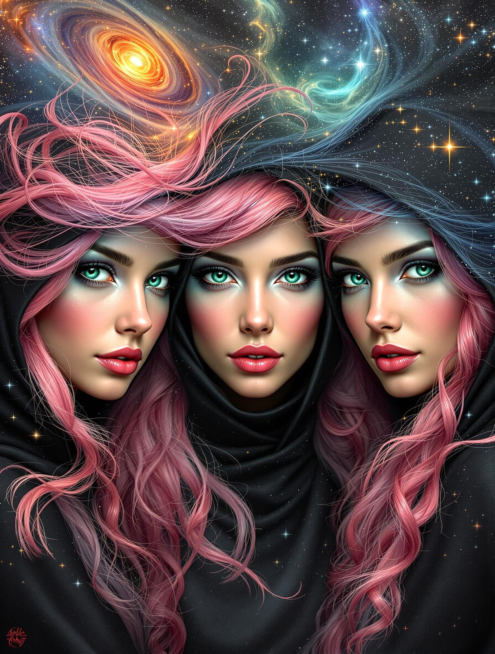 Ethereal Goddess Observes Infinity in 3D Impasto Masterpiece