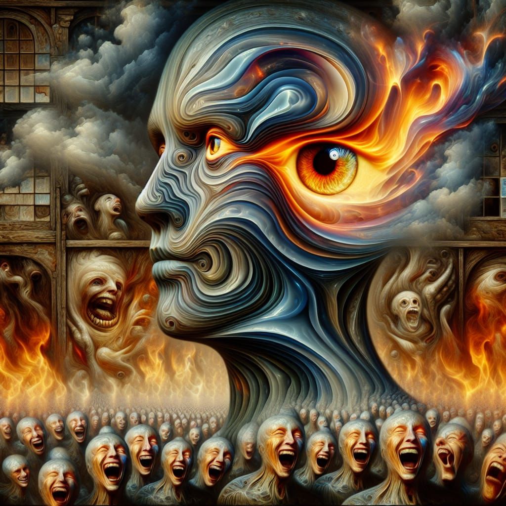 Liquified Tenebrism Figure with Iridescent Artifacts