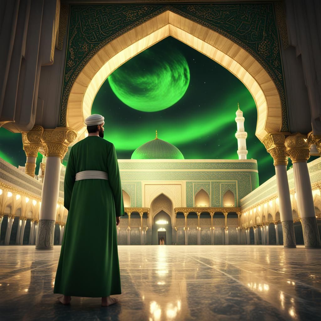 Imam Mahdi at Kaaba: Detailed Matte Painting