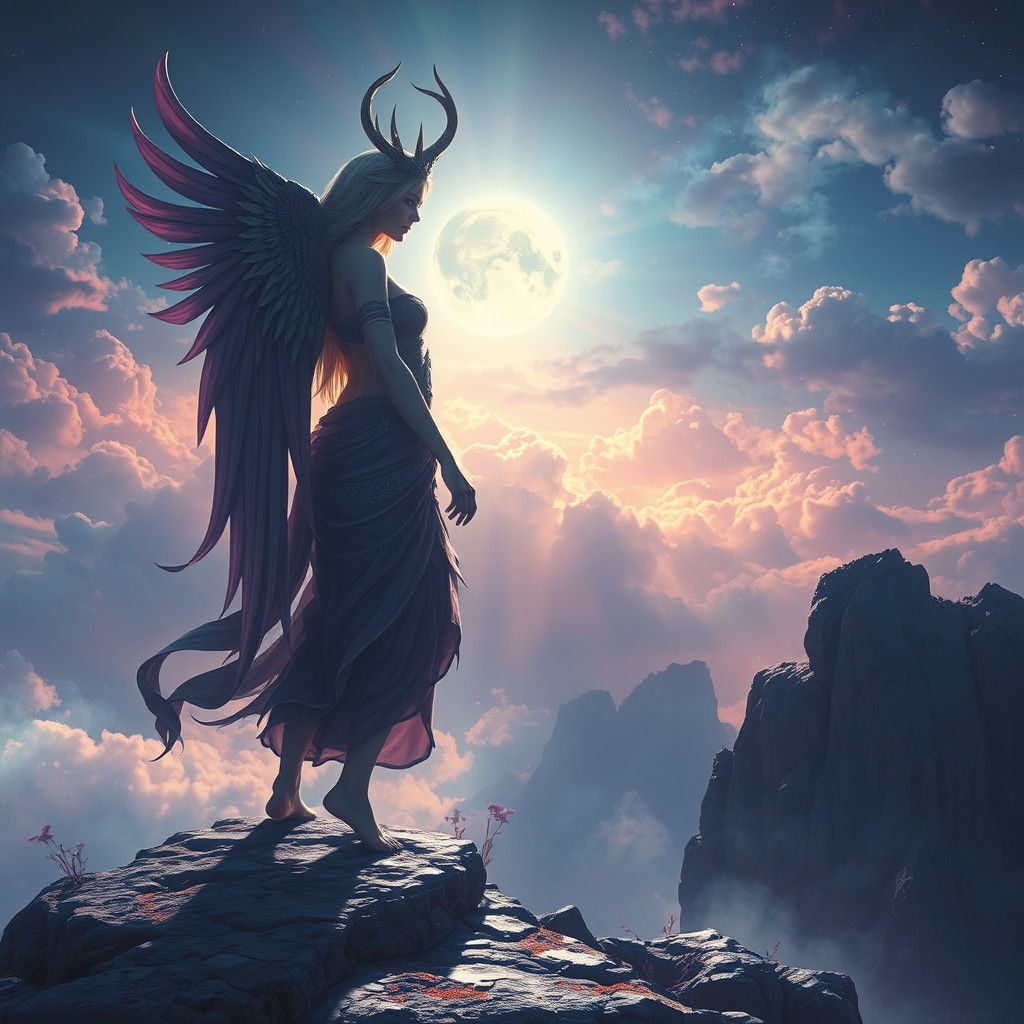 Mystical Goddess in Dreamlike Realm, Detailed Matte Painting