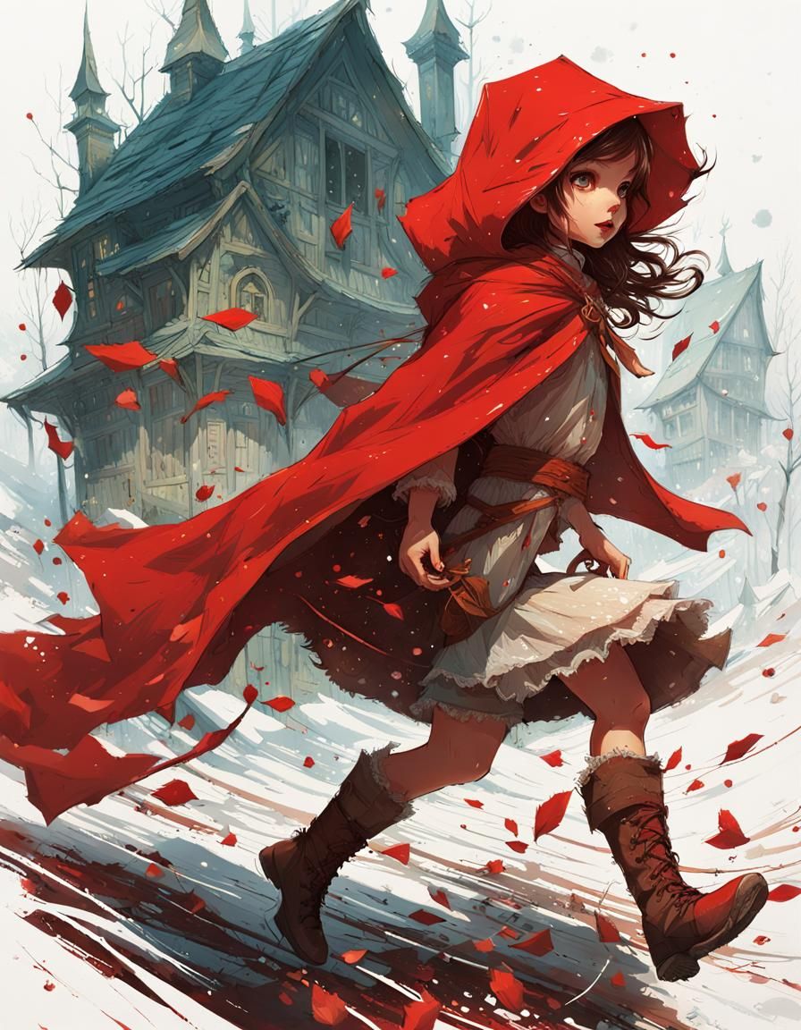 Little Red Riding Hood in Digital Painting Style