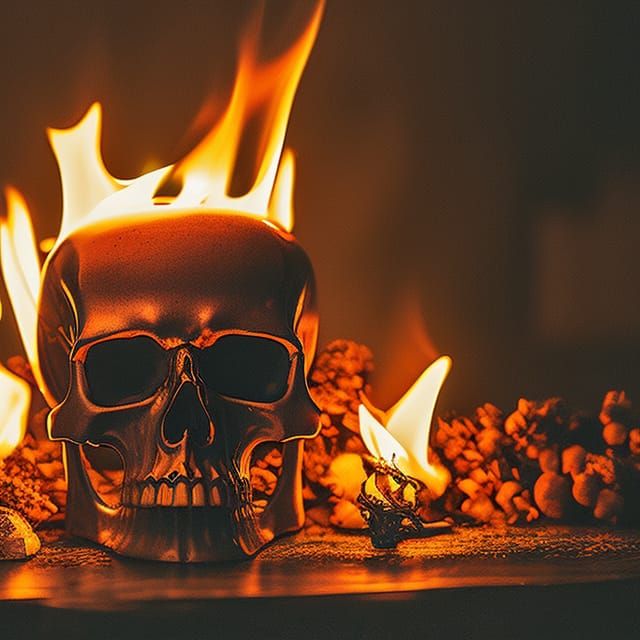 burning skull